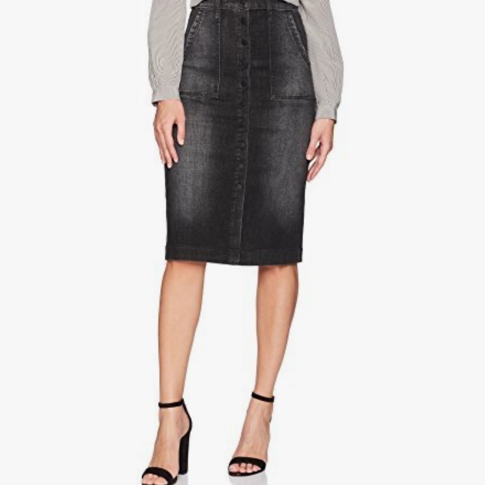 Anthropology Level 99 Susie Snap Front Black Pencil Skirt Sz 26